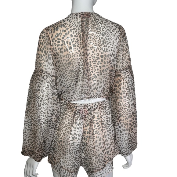 P2F Swim Coverup 2 Pc Top & Shorts Animal Print XS/S Sheer Festival Beach - Picture 11 of 16
